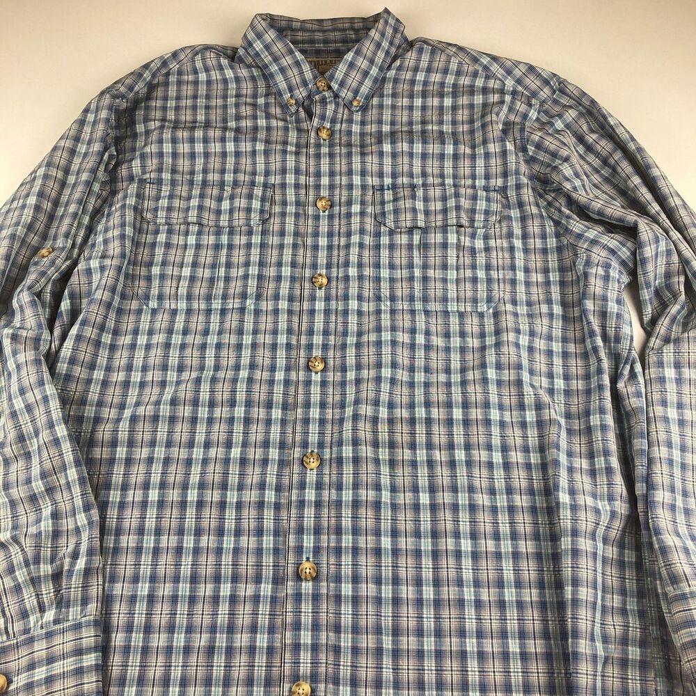 Duluth Trading Co Shirt Mens XLT XL Tall Blue Plaid Long Sleeve Button Down